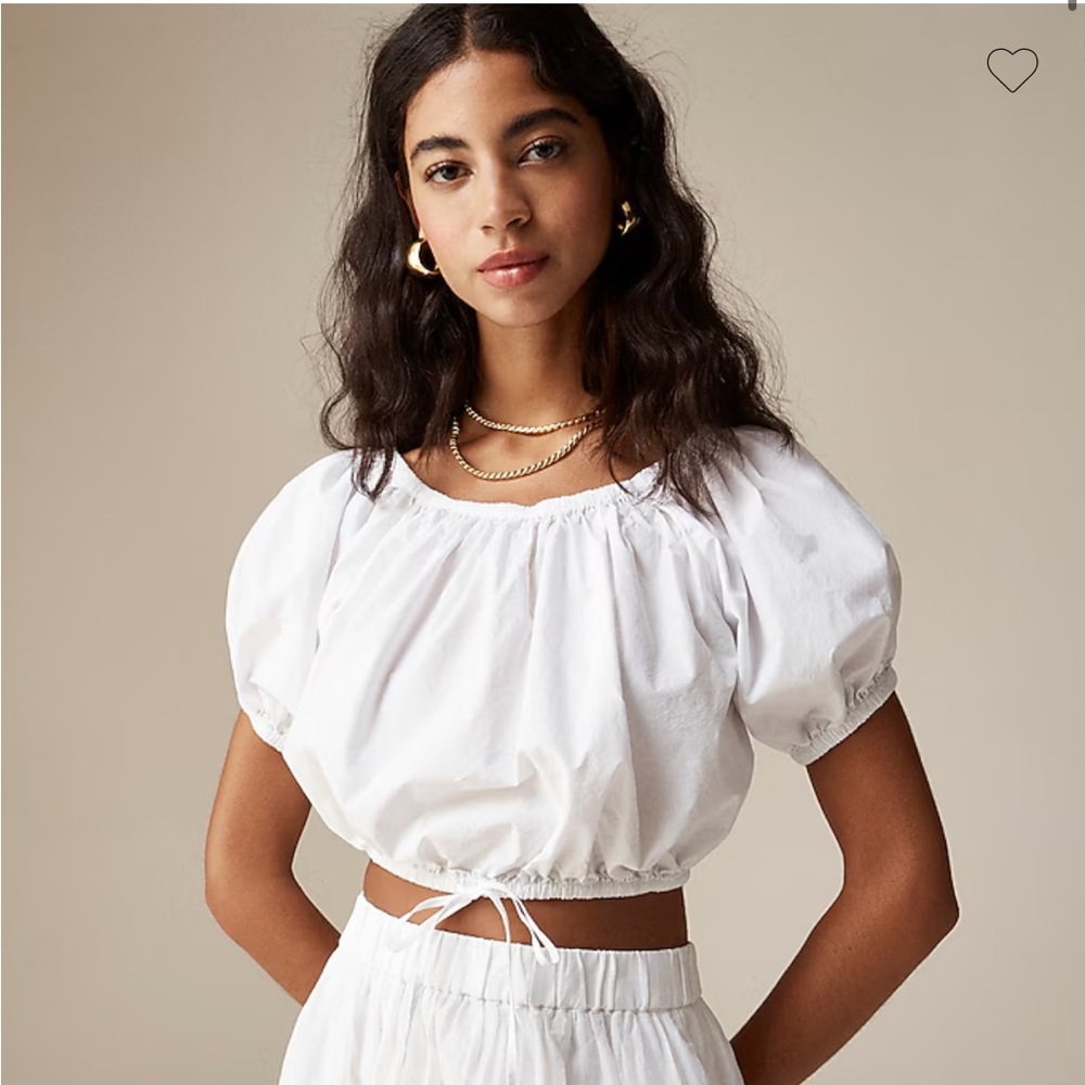 J Crew - Cinched-waist cropped top in cotton poplin